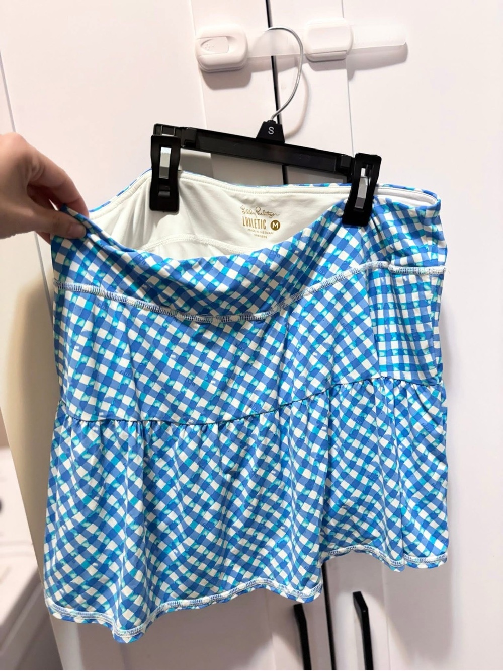 Lilly Pulitzer Blue Gingham Tiered Skirt